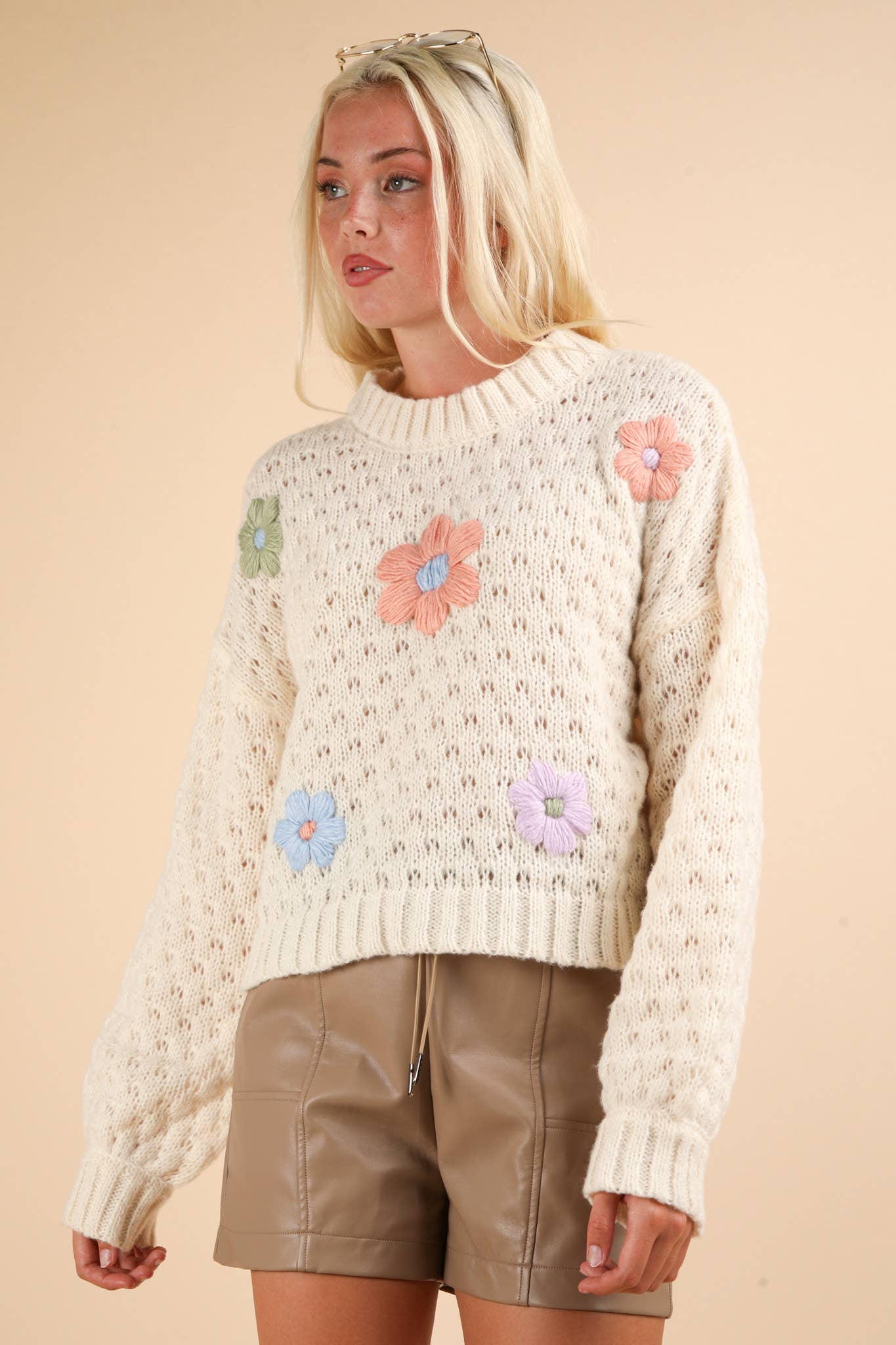 Stitched Flower Sweater +