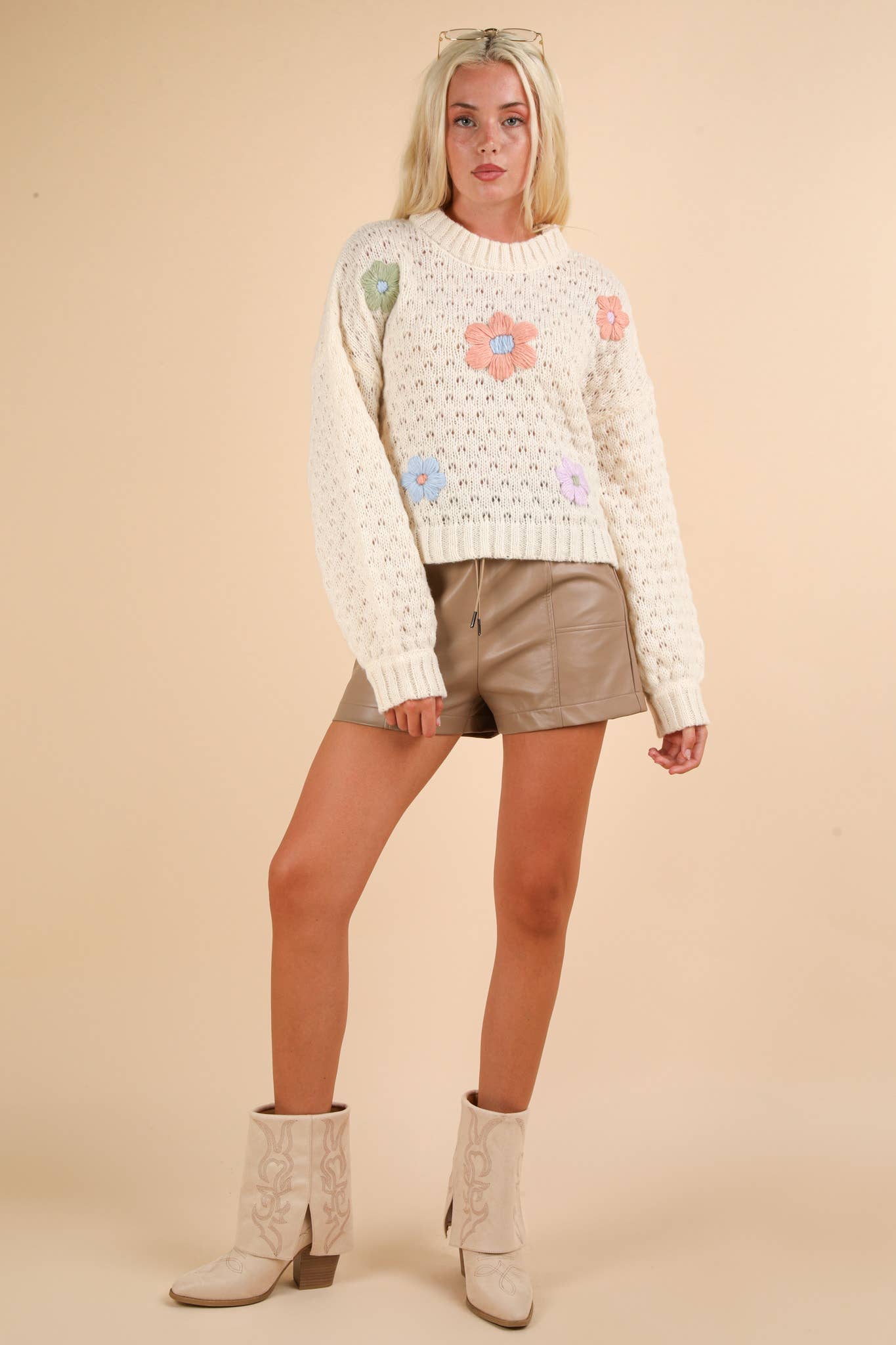 Stitched Flower Sweater +