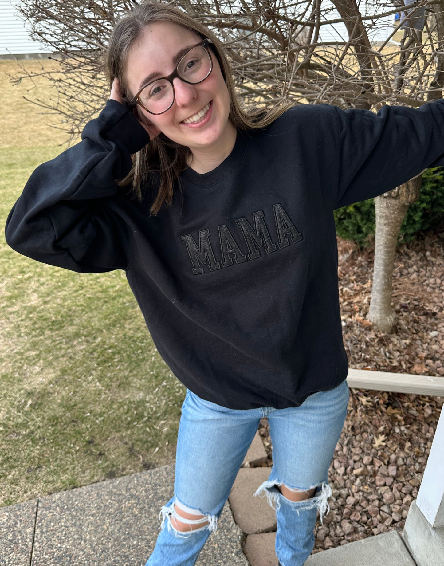 Black Glitter Mama Sweatshirt