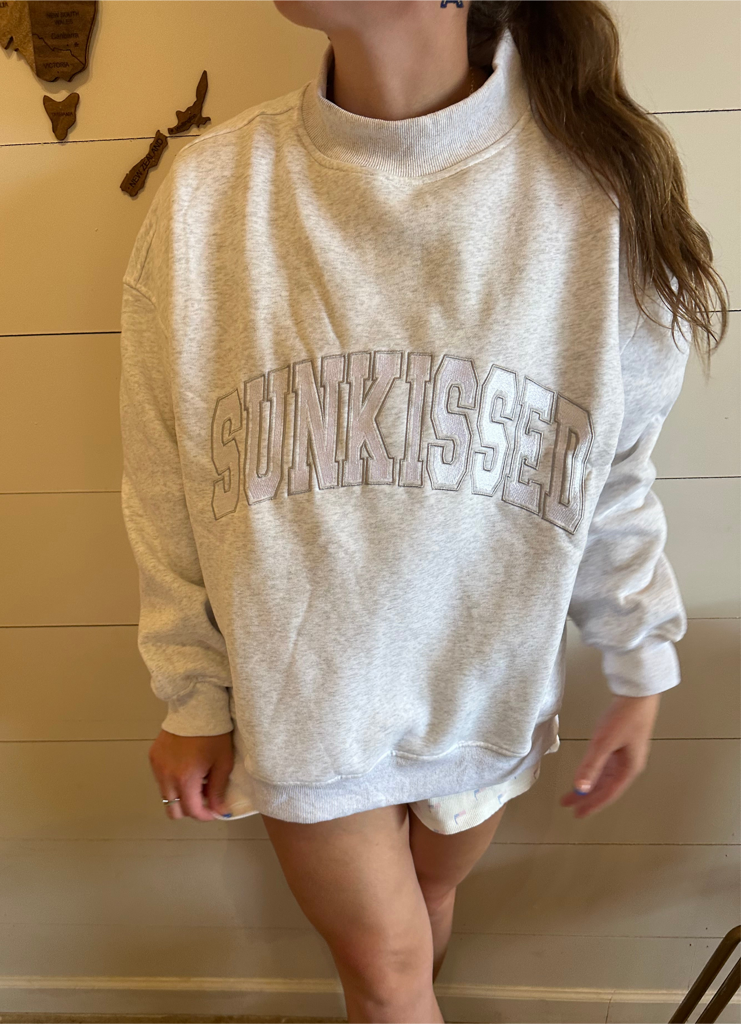 Mockneck Sunkissed Embroidered Sweatshirt
