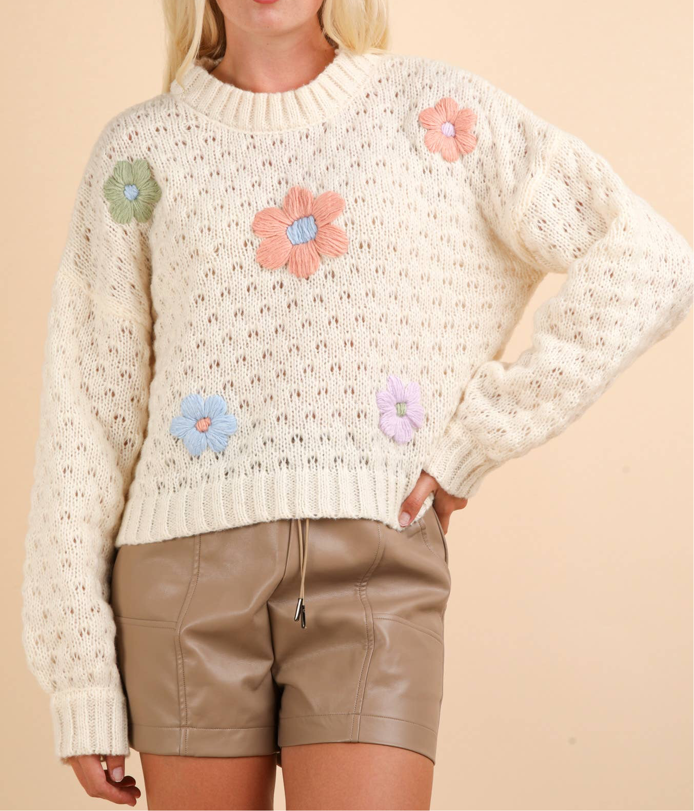 Stitched Flower Sweater +