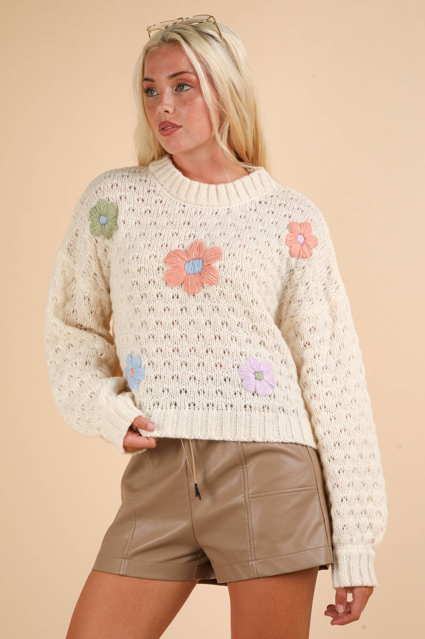 Stitched Flower Sweater +