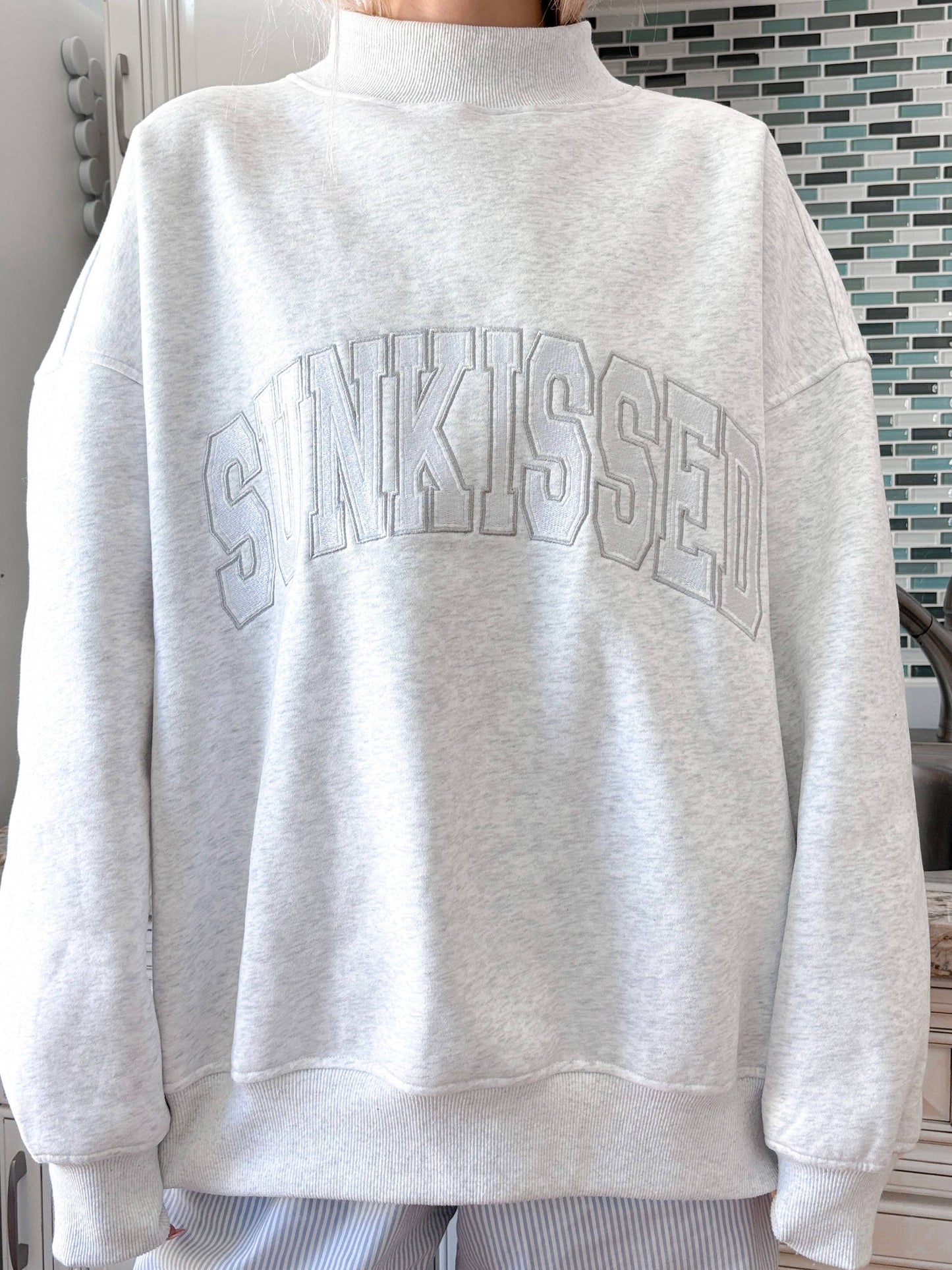 Mockneck Sunkissed Embroidered Sweatshirt