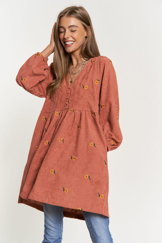 Corduroy Flower Dress