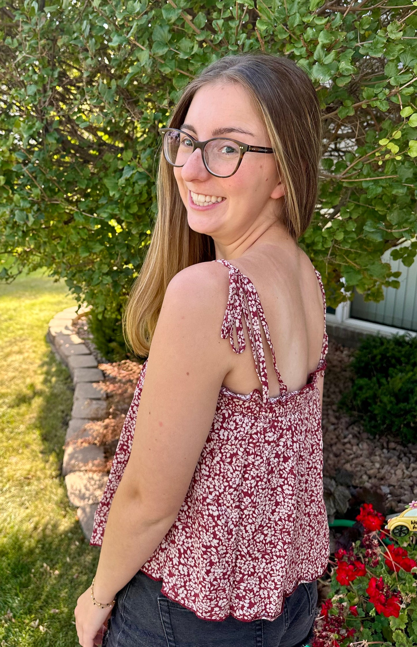 Red Floral Tank