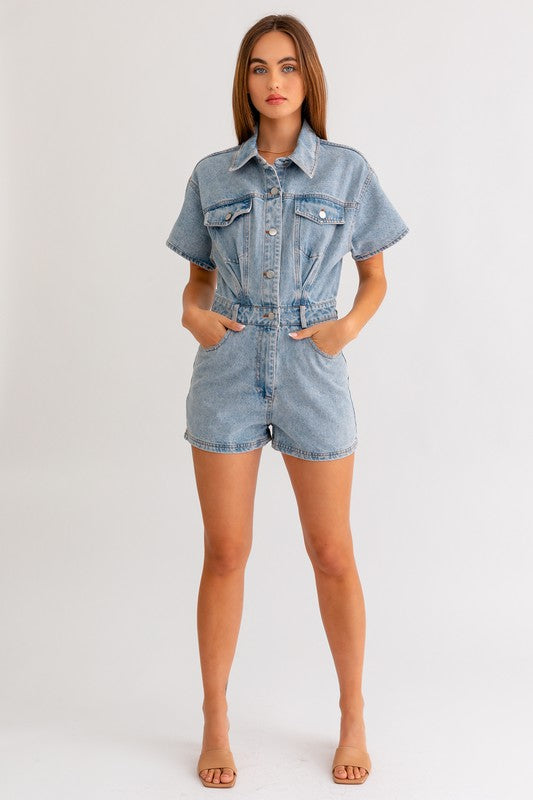 Button Up Denim Romper