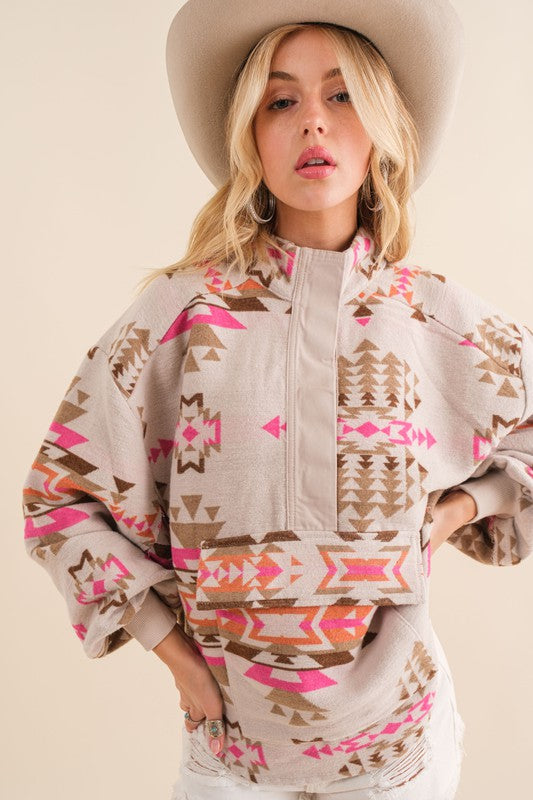 Pink Aztec Pullover