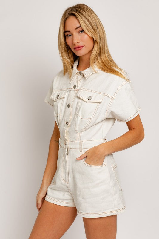 Button Up Denim Romper