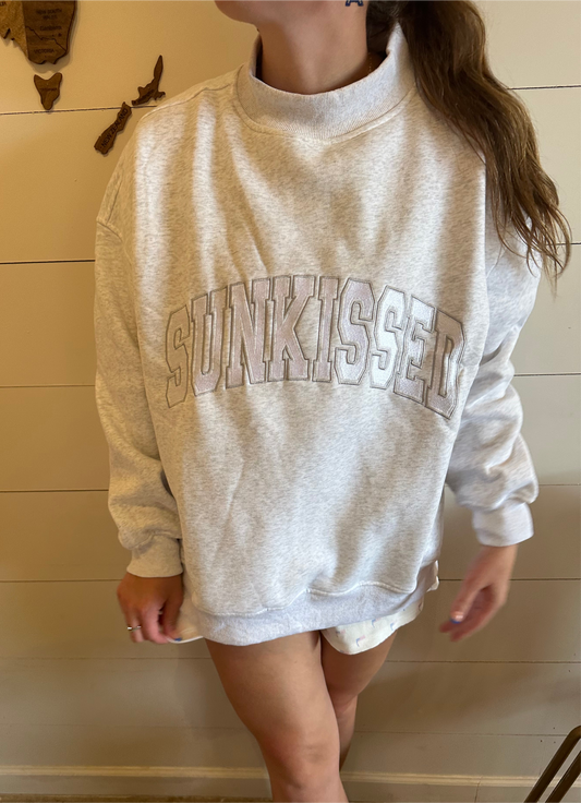 Mockneck Sunkissed  Embroidered Sweatshirt