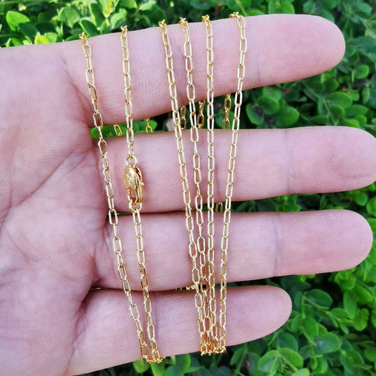 24K Gold Filled Paper Clip Cable Necklace Chain