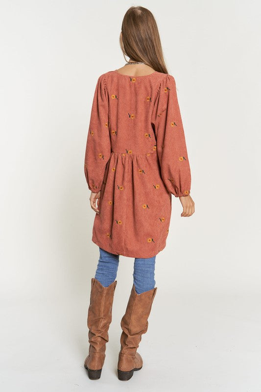 Corduroy Flower Dress