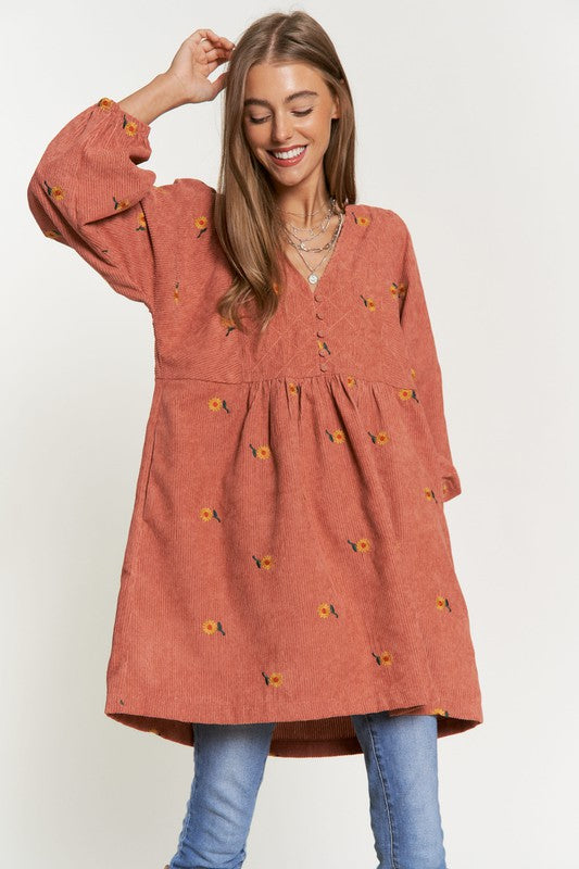 Corduroy Flower Dress