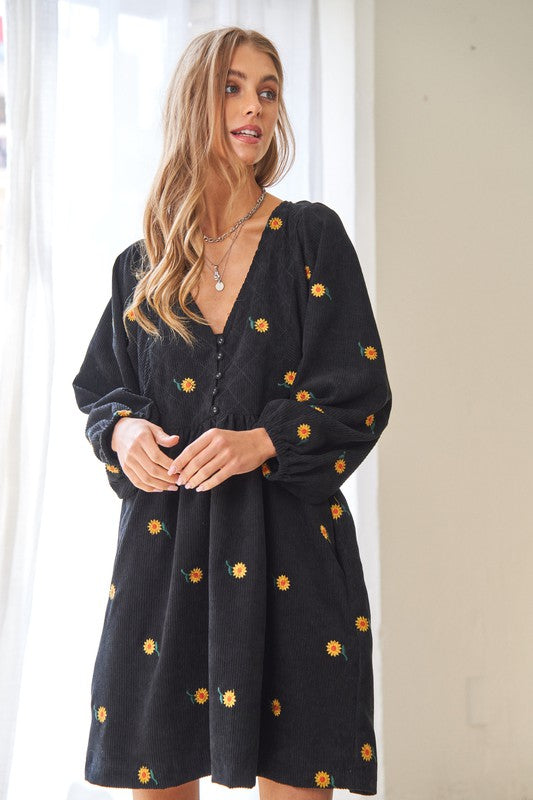 Corduroy Flower Dress