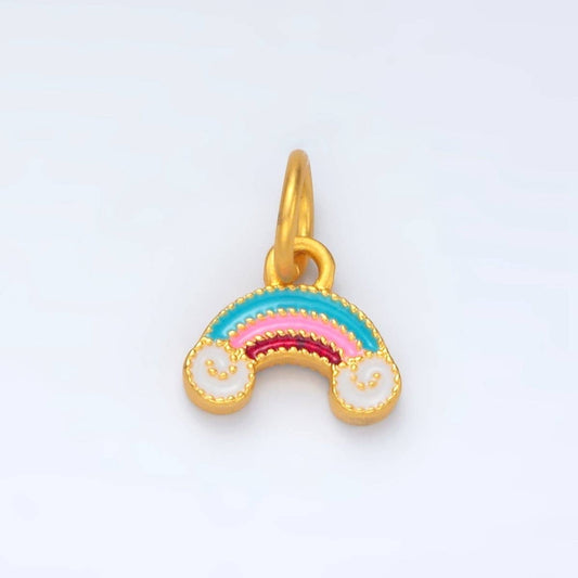 24K Gold Filled Mini Rainbow Cloudy Weather Enamel Charm | M156