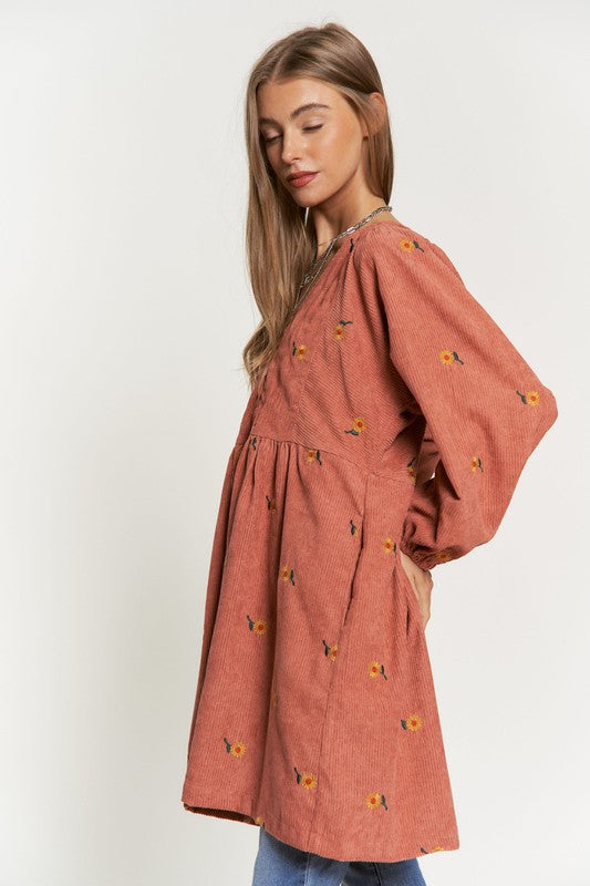 Corduroy Flower Dress