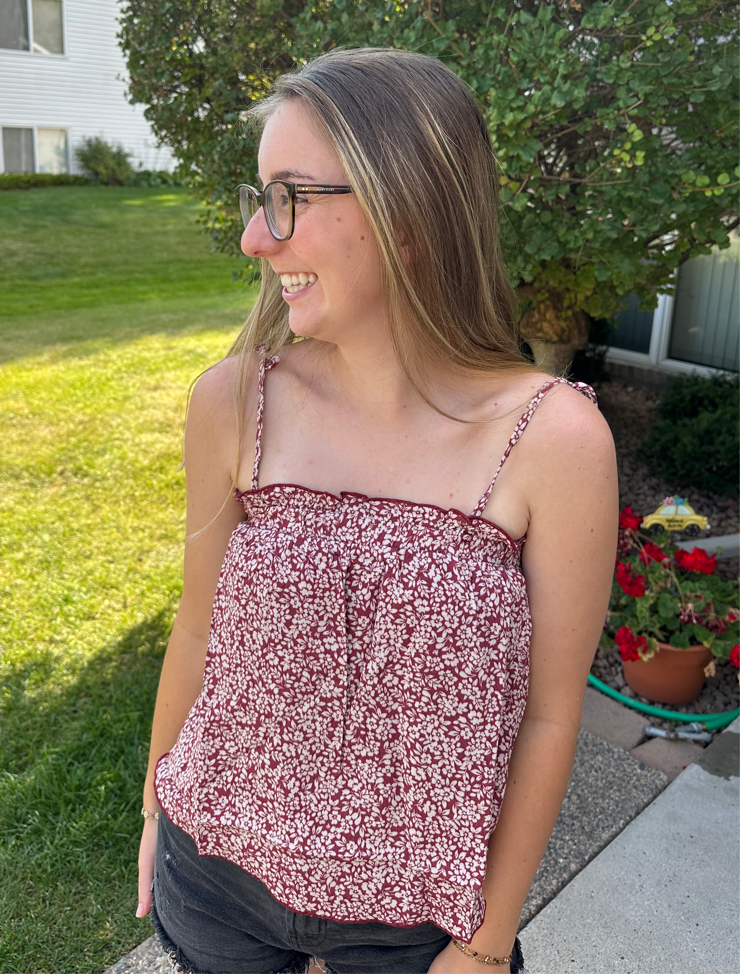 Red Floral Tank