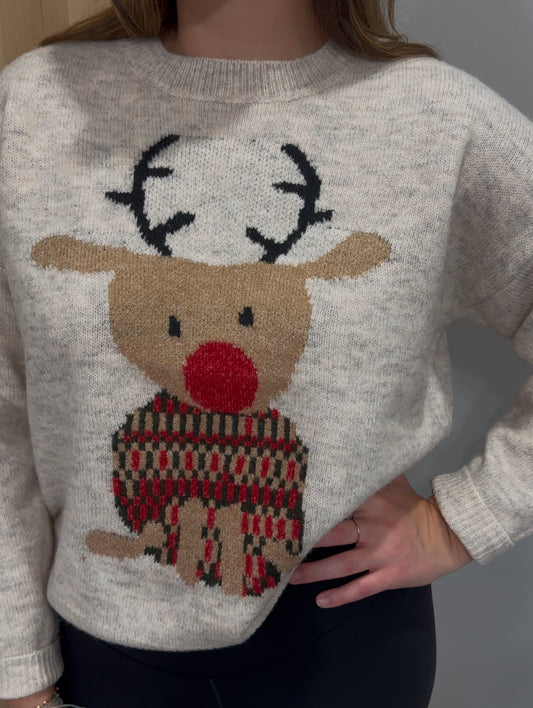 Rudolph Crewneck Knit Sweater