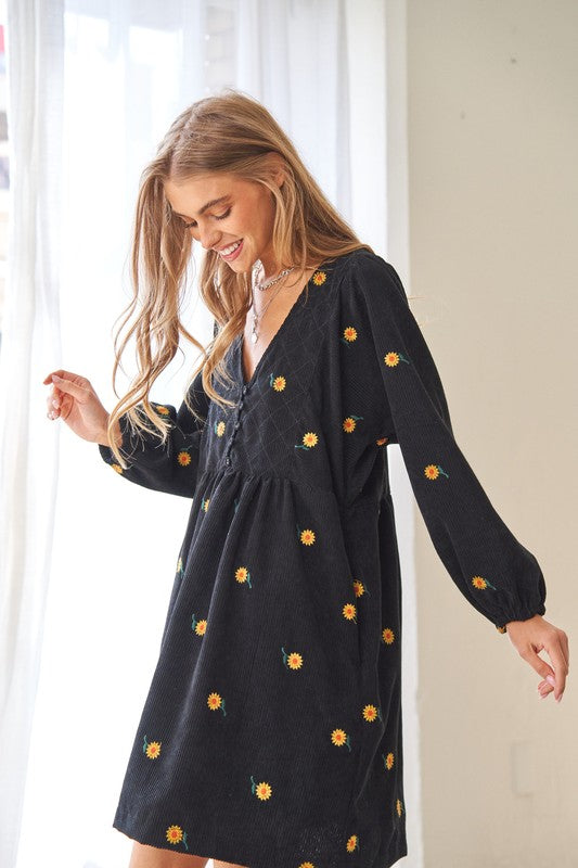 Corduroy Flower Dress