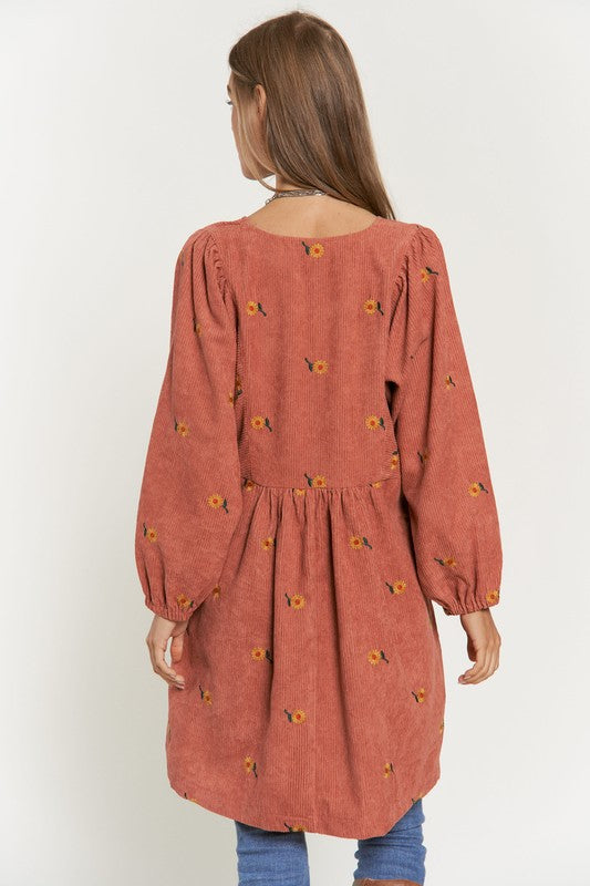 Corduroy Flower Dress